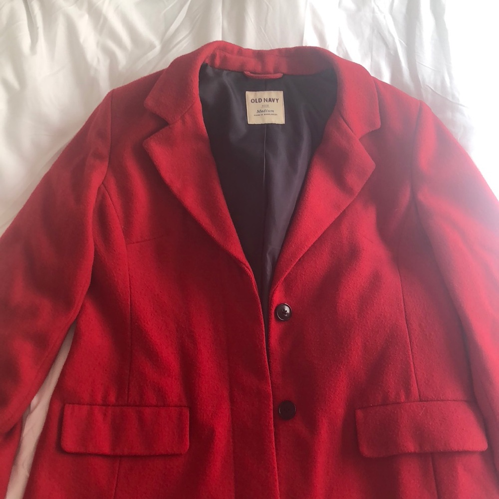 Like new cherry red peacoat